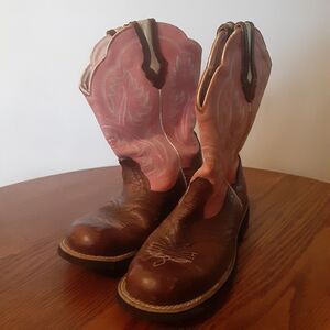 ARIAT Womens 6 B BROWN FATBABY Pink Cowgirl Western 10001205 (16981)